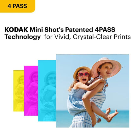 KODAK Mini 3 Retro 4PASS Portable Photo Printer (3X3 Inches) + 8 Sheets, Black