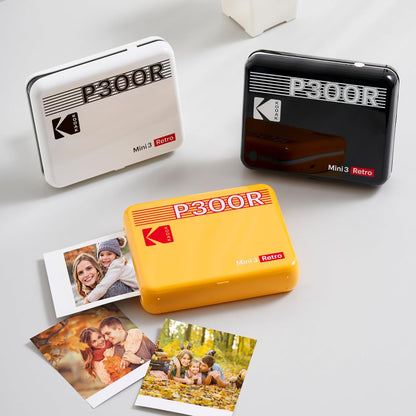 KODAK Mini 3 Retro 4PASS Portable Photo Printer (3X3 Inches) + 8 Sheets, Black